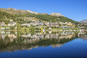 St Moritz Switzerland Prints: St. Moritz with St. Moritz lake, Upper Engadin, Grisons (Graubunden), Switzerland