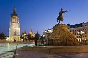 St. Sophia Cathedral & Bohdan Khmelnytsky Print, Kiev, Ukraine