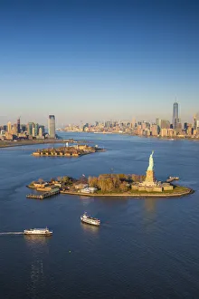Statue of Liberty, Jersey City and Lower Manhattan, New York City, New York, USA Statue of Liberty, Jersey City and Lower Manhattan, New York City, New York, USA