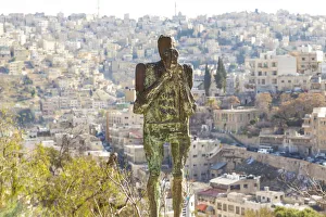 Statue overlooking Amman city, Darat al Funun, Amman, Jordan Statue overlooking Amman city, Darat al Funun, Amman, Jordan