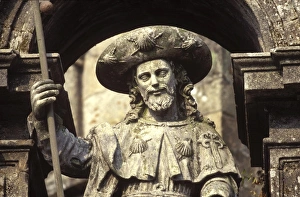 Statue of St James at the Cathedral of Santiago in Santiago de Compostela Statue of St James at the Cathedral of Santiago in Santiago de Compostela