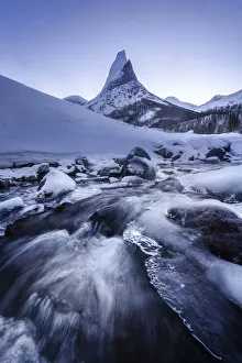 Stetind (Norways national mountain) at twilight in winter, Norway Stetind (Norways national mountain) at twilight in winter, Norway