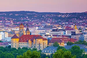 Stiftskirche (Collegiate Church) and Central City Overview illuminated at Sunrise Stiftskirche (Collegiate Church) and Central City Overview illuminated at Sunrise