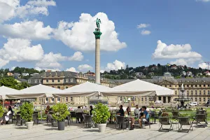 Street cafe at Schlossplatz square with Neues Schloss Castle, Stuttgart Street cafe at Schlossplatz square with Neues Schloss Castle, Stuttgart