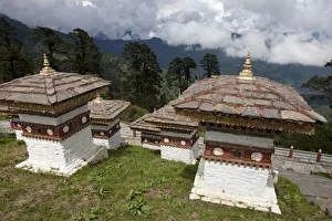 Stupas or chortens at the Dochu La Pass in the Himalayan Kingdom of Bhutan Stupas or chortens at the Dochu La Pass in the Himalayan Kingdom of Bhutan