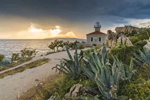 Print of St Peter Lighthouse at Sunset, Makarska