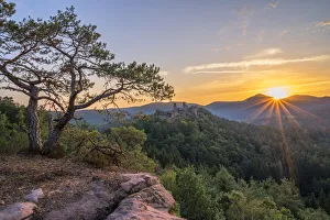 Sunrise at Alt-Dahn castle group near Dahn, Palatinate forest, Rhineland-Palatinate Sunrise at Alt-Dahn castle group near Dahn, Palatinate forest, Rhineland-Palatinate