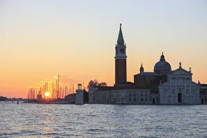Sunrise over the marina Compagnia della Vela und Isola San Giorgio, Venice, Veneto, Italy Sunrise over the marina Compagnia della Vela und Isola San Giorgio, Venice, Veneto, Italy