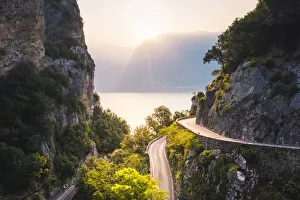 Sunrise over SS 45 bis Gardesana Occidentale and strada della Forra" Sunrise over SS 45 bis Gardesana Occidentale and strada della Forra"