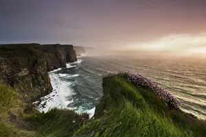 European Natural Wonders Prints: Sunset at Cliffs of Moher, Doolin, Clare, Ireland, Northern Europe