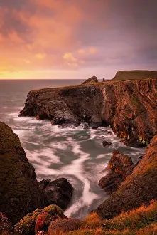 Spring In England Prints: Sunset over the dramatic cliffs of North Cornwall, England. Spring (May) 2021