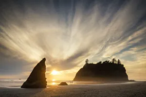 Olympic National Park Beach Prints: Sunset at Ruby Beach, Olympic National Park, Washington, USA