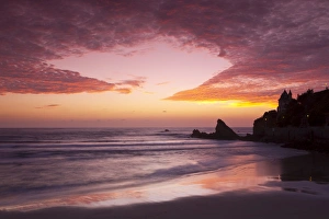 Images Dated 2008 August: Sunset over Surfers Print, Biarritz France