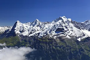 Switzerland, Bernese Oberland, Mt Schilthorn, view of Eiger, Monch and Jungfrau peaks Switzerland, Bernese Oberland, Mt Schilthorn, view of Eiger, Monch and Jungfrau peaks