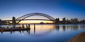 Sydney Harbour Bridge from McMahons Point at sunrise, Sydney, New South Wales, Australia Sydney Harbour Bridge from McMahons Point at sunrise, Sydney, New South Wales, Australia