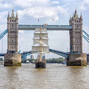 Tall Ship Thalassa Print - Tower Bridge London