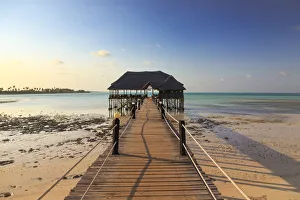 Tanzania. Zanzibar, Jambiani, Beach Resort, Jetty Bar Tanzania. Zanzibar, Jambiani, Beach Resort, Jetty Bar