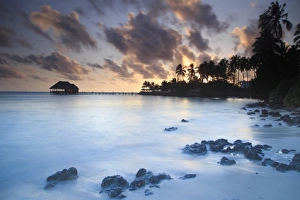Tanzania. Zanzibar, Jambiani, Reef and Beach Resort, beach and resort at dawn (PR) Tanzania. Zanzibar, Jambiani, Reef and Beach Resort, beach and resort at dawn (PR)
