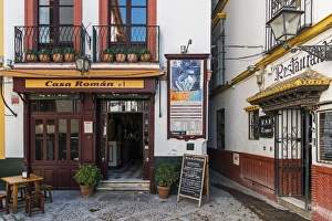 Tapas restaurant in the primary tourist neighborhood of Santa Cruz in Seville, Andalusia Tapas restaurant in the primary tourist neighborhood of Santa Cruz in Seville, Andalusia