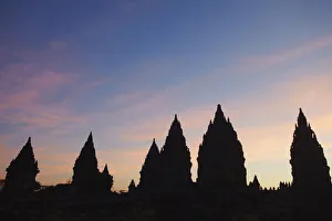 UNESCO World Heritage Asia Prints: Temples at Prambanan complex at sunset, Java, Indonesia