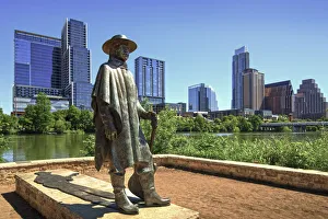 Texas, Austin, Stevie Ray Vaughn Statue, Ann & Roy Butler Park, Lady Bird lake Texas, Austin, Stevie Ray Vaughn Statue, Ann & Roy Butler Park, Lady Bird lake