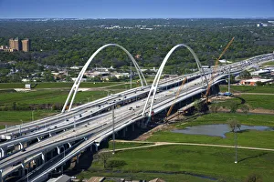 Texas, Dallas, Margaret McDermott Bridge, Trinity River, New Construction, Steel Suspended Texas, Dallas, Margaret McDermott Bridge, Trinity River, New Construction, Steel Suspended