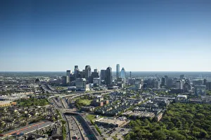 Texas, Dallas, Skyline, Downtown, Interstates 35 & 45 Converge Texas, Dallas, Skyline, Downtown, Interstates 35 & 45 Converge