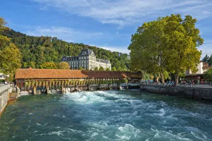 Thun with Scherzligschleuse and River Aare, Berner Oberland, Switzerland Thun with Scherzligschleuse and River Aare, Berner Oberland, Switzerland