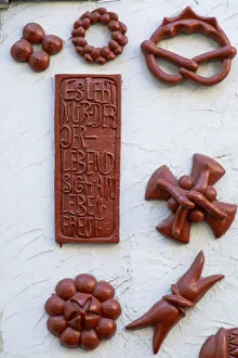 Tiles on wall of bakery, Limburg, Hesse, Germany Tiles on wall of bakery, Limburg, Hesse, Germany