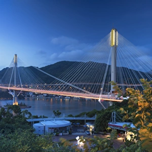Ting Kau Bridge at dusk, Tsing Yi, Hong Kong, China Ting Kau Bridge at dusk, Tsing Yi, Hong Kong, China
