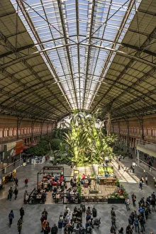 Tourists and tropical garden at Atocha Railway Station (Estacion de Atocha), Madrid Tourists and tropical garden at Atocha Railway Station (Estacion de Atocha), Madrid