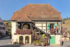 Townhall of Niedermorschwihr, Alsace, Alsatian Wine Route, Haut-Rhin, France Townhall of Niedermorschwihr, Alsace, Alsatian Wine Route, Haut-Rhin, France