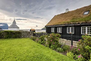 The traditional house of Vidareidi, Vidoy Island, Faroe Island, Denmark, Europe The traditional house of Vidareidi, Vidoy Island, Faroe Island, Denmark, Europe