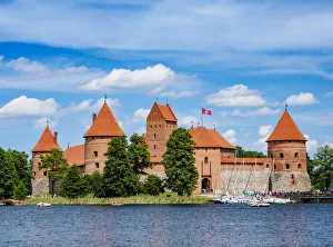 Prints of Trakai Island Castle, Lake Galve, Trakai, Lithuania Lake Prints: Trakai Island Castle Print, Lithuania
