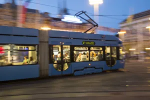 Tram in the Trg Josip Jelacica Square, Zagreb, Croatia Tram in the Trg Josip Jelacica Square, Zagreb, Croatia