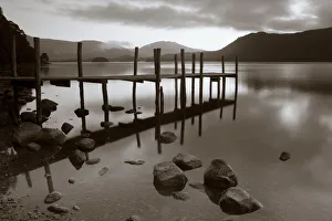 Tranquil landscape and Pier, Derwent Water, Lake District, Cumbria, England Tranquil landscape and Pier, Derwent Water, Lake District, Cumbria, England
