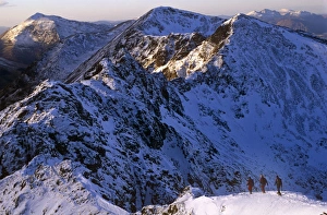 Prints of Traversing the Aonach Eagach Ridge above Glencoe, Scottish Highlands Scotland Prints: Aonach Eagach Ridge Print