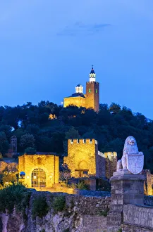 Tsarevets fortress and the Ascension Cathedral on the top of the hill, at dusk Tsarevets fortress and the Ascension Cathedral on the top of the hill, at dusk