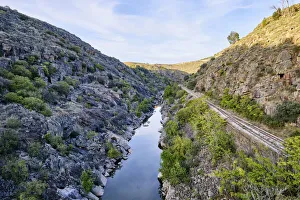 The Tua river and the old railway line at Abreiro. Vale do Tua Regional Nature Park The Tua river and the old railway line at Abreiro. Vale do Tua Regional Nature Park