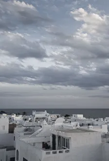Tunisia, Cap Bon, Hammamet, Medina buildings, elevated view Tunisia, Cap Bon, Hammamet, Medina buildings, elevated view
