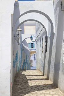 Tunisia, Kairouan, Coppled path in the Madina Tunisia, Kairouan, Coppled path in the Madina