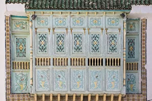 Kairouan Collection: Tunisia, Kairouan, Decorative wooden window of house in the Madina