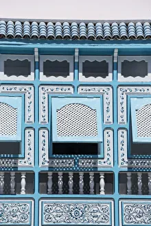 Tunisia, Kairouan, Madina, decorative blue window, decorative Tunisia, Kairouan, Madina, decorative blue window, decorative