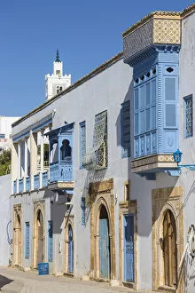 Tunisia, Main street in the Picturesque whitewashed village of Sidi Bou Said Tunisia, Main street in the Picturesque whitewashed village of Sidi Bou Said