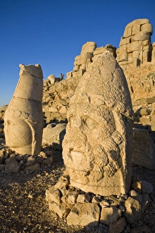 Prints of Turkey, Eastern Turkey, Adiyaman, Nemrut Dagi National Park, East Terrace statues TURKEY, Anatolia, Adiyaman, Nemrut Dagi National Park, East Terrace statues at sunrise Images Dated 2008 June: Nemrut Dagi National Park East Terrace Print
