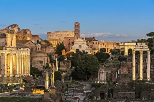 Twilight view of the Roman Forum, Rome, Lazio, Italy Twilight view of the Roman Forum, Rome, Lazio, Italy