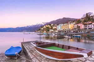 Typical boat moored at the touristic harbour of Ascona, Lake Maggiore(Verbano), Canton Typical boat moored at the touristic harbour of Ascona, Lake Maggiore(Verbano), Canton