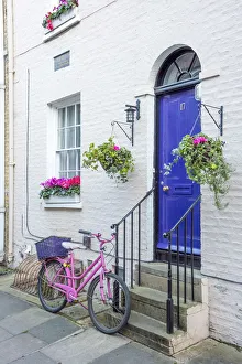 UK, England, Cambridge, Portugal Place, Pink Bicycle UK, England, Cambridge, Portugal Place, Pink Bicycle
