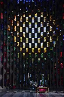 UK, England, West Midlands, Coventry, Coventry Cathedral, The Baptistry stained glass windows UK, England, West Midlands, Coventry, Coventry Cathedral, The Baptistry stained glass windows