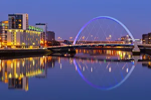 UK, Scotland, Glasgow, River Clyde and the Clyde Arc, nicknamed the Squinty Bridge UK, Scotland, Glasgow, River Clyde and the Clyde Arc, nicknamed the Squinty Bridge
